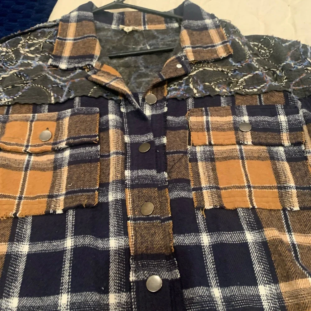 POL Blue and Brown Plaid Shirt - Picture 2 of 8